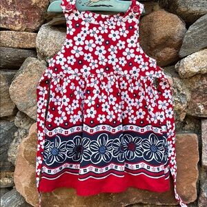 OshKosh B'gosh Red Navy White Floral Dress Flower Power 3T